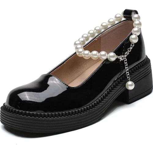 English Style Mary Jane pure color shoes flat toe one-strap summer thin 2021 Pearl Fairy shoes white shoes