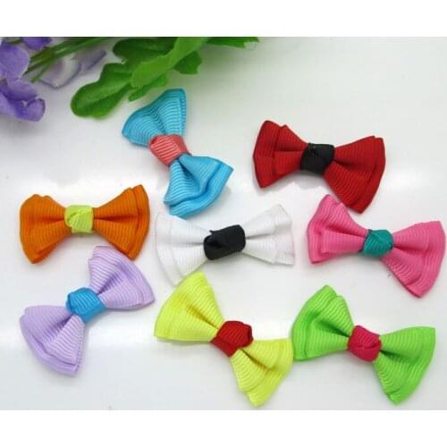 30pcs Mixed Baby Satin Ribbon Rhinestone Bowknot Hair Clips Applique DIY Craft Wedding Bow Tie Scrapbooking Decoration