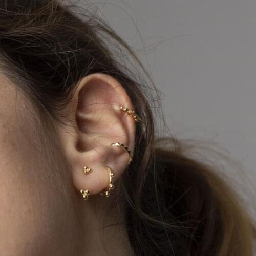 925 Sterling silver Geometric classic tiny jewelry earring mini round high polishing double sided front back women stud earrings