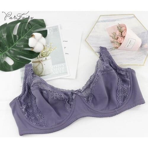 PairFairy Women Plus Size Bra Floral Unlined Lace Bra Perspective Brassiere Sexy Lingerie Underwire Support Bralette Underwear