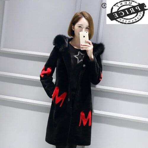 Shearling Fashion Sheep Overcoat Female 2021 Long Real Fur Coat Women Winter Warm Jacket Wool Cashmere Outerwear LW1a31