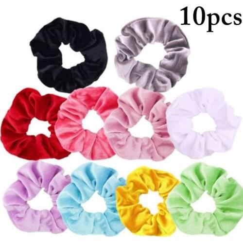 10PCS Velvet Hair Scrunchies Elastic Solid Color Hair Bands Hair Ties for Women Girls Ponytail Holder Ties Rope Hair Accessories