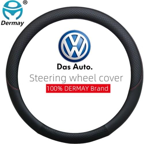 100% DERMAY Brand Leather Car Steering Wheel Cover for VW ATLAS VILORAN Golf 7 Volkswagen Auto Interior Accessories
