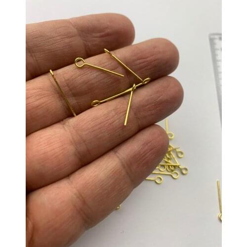 100 pcs of gold plated brass headpin. 100 pcs of Gold Plated Brass Eye Pin. jewellery earing rings woman fasion design necklace