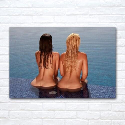 2 Girls in The Swimming Pool Modern Art Canvas Painting Wall Pictures for Living Room Home Decor Poster No Frame