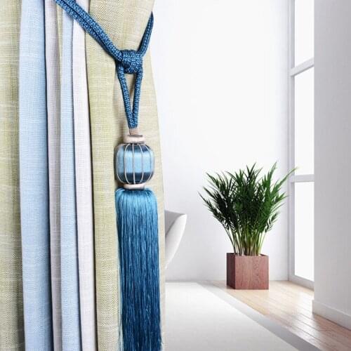 2Pcs Curtain Tieback Hanging Ball Tassel Brush Straps Lashing Bind Ropes Belt Curtain Accessories Clasp Tie Tape Back Decor