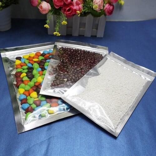 20X30CM,100 X Translucent plating Aluminium Zip Lock Bag-Silver Metallic aluminium foil & front clear resealable plastic pouch