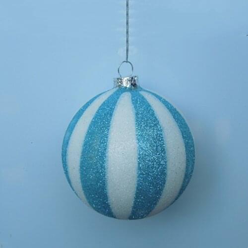4pcs/pack Diameter=8cm Hand Painting Blue White Powder Glass Ball Christmas Day Decoration Hanging Globe Pendant Friend Gift