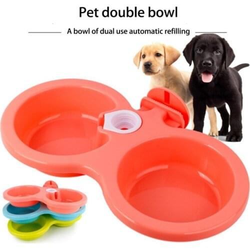 Pet Dog Automatic Drinking Fountain Feeder Detachable Hanging Double Bowls For Puppy Water Dispenser Dish Supplies