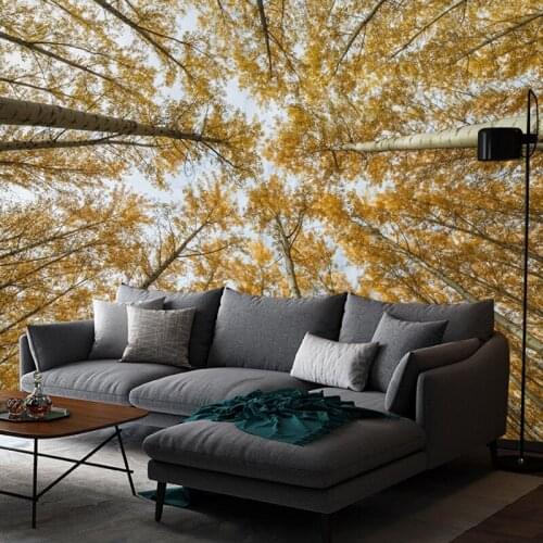 Bacal Modern Style Yellow Tree Backdrop Wall 3D Mural Wallpaper Hotel Gallery Dining Room Art Wallpaper Papel De Parede 3D