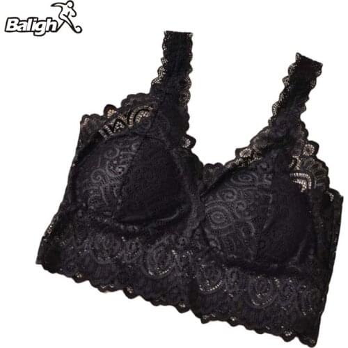Balight Women Lace Sport Bra V Neck Soft Push Up Tank Top Half Bra One Size Fitness Black White Tops