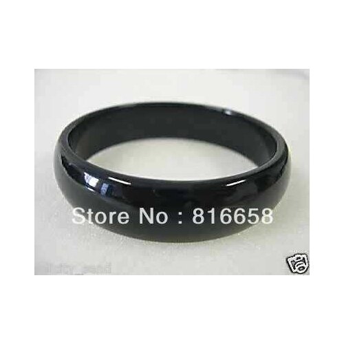 Free shipping@@Stunning chinese real black Natural stone bangle bracelet 7.5"