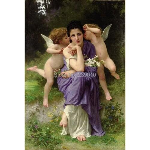 Free shipping angels canvas prints oil painting classical William Bouguerea beautiful women prited on canvas decoration picture