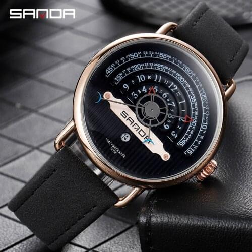 SANDA Watches Mens Top Brand Luxury Car Wheel Dial Watch Men Waterproof Quartz Wristwatch Sports Male Clock Relogio Masculino