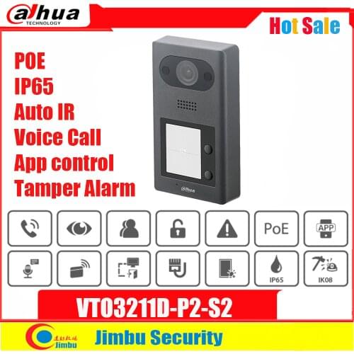 Dahua Original PoE VTO3211D-P2-S2 IP 2 Button Villa Door Station Tamper Alarm App Control Two-way Audio Voice Call IP65 IK08