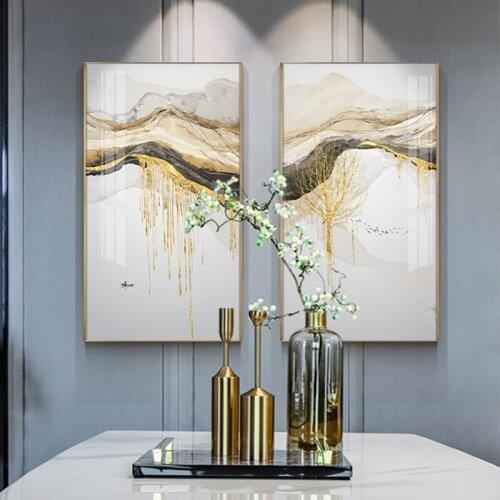 Decor Painting Nordic Abstract Golden Sun Canvas Painting Wall Pictures Big Sea Living Room Wall Art Poster And Print