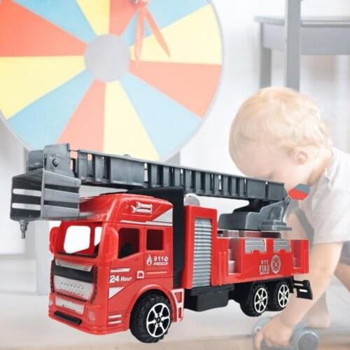 4 Styles Creative Engineering Vehicle Simulate Simple Operation Lightweight Plastic Fire Truck Pull Back Car Model for Children