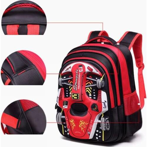 Childrens school bag 3D racing Student kindergarten Teenager stereo car cartoon backpack school bag