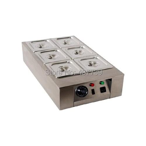 DIY 6 tanks Electric chocolate melter,baking tool stainless steel chocolate melting pot