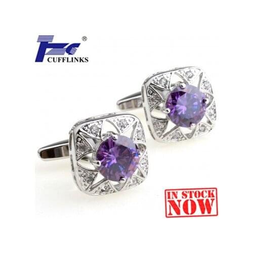 Purple Stone Cufflink Cuff Link 2 Pairs Free Shipping Promotion