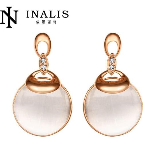 INALIS Brand Buttons Unisex Stud Earrings Metal Round Men Women High Polished Jewelry E1020-B