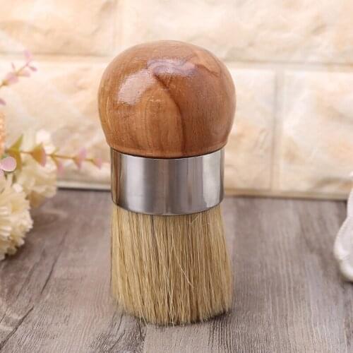 2 Pcs Round and Flat Chalk Paint Wax Brush Ergonomic Wood Handle Bristle Brushes