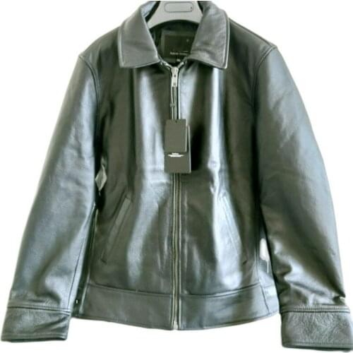 Spring Top Layer Soft Cowhide Mens Lapel Casual Plus Cotton Leather Jacket Outdoor Riding Large Size Motorcycle Hunting Coat