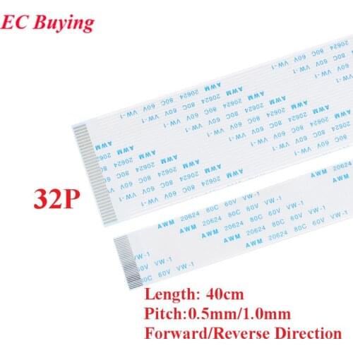 5pcs FPC/FFC 32P Ribbon Flexible Flat Cable Wire Pitch 0.5mm 1.0mm 40cm 400mm Length Forward Reverse Direction Connector