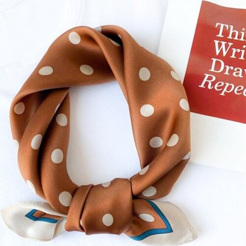Summer Small Scarf Natural Silk Scarves Female Polka Dot Foulard Neck Women Hairband Bandana Chocker Tie Lady Neckerchief 2021