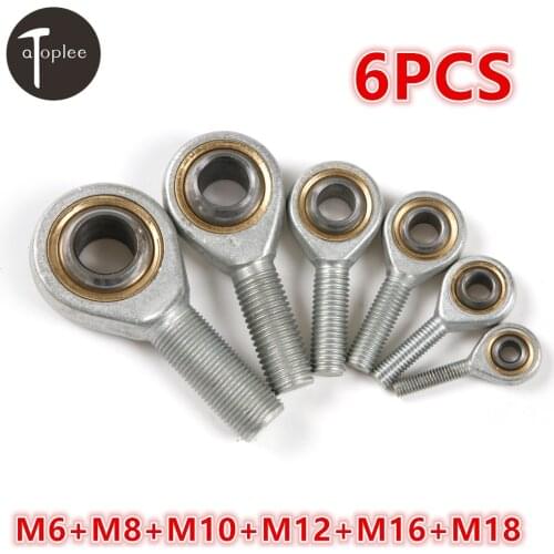 Hot 6PCS Male M6 M8 M10 M12 M16 M18 Ball Bearing Fish Eye Rod End Joint Bearing Thread Auto Damper Oscillating Bearing