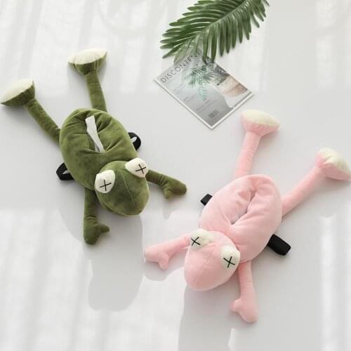 Cute Cartoon Sad Small Frog Tissue Box Garden Home Office Toilet Decorative Napkin Paper Container Tissue Holder Gift