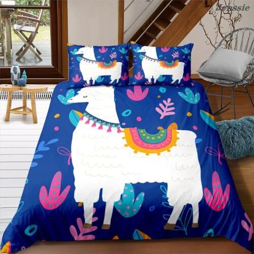 Cute Cartoon Alpaca Pattern Duvet Cover High Quality Boys Girls Comforter Bed Cover Queen King Size Quilt Cover For Kids Child