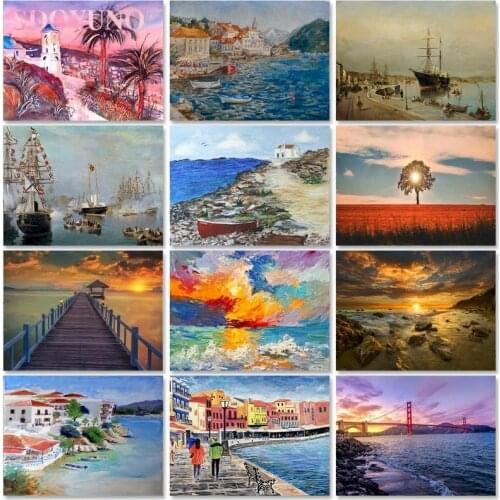 SDOYUNO Paint By Numbers Kits For Adults Kids Landscape Pictures Drawing On Canvas HandPainted Art Gift DIY Coloring By Number