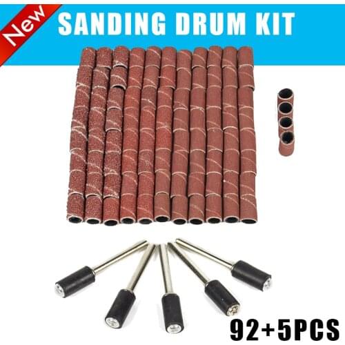 97pcs Sanding Drum Kit #60 #120 #240 #360 Grit For Dremel Rotary Accessories Electric Mill Rotary Tools