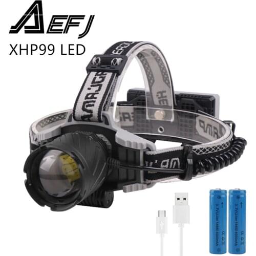 Super Most Powerful XHP99 Led Headlamp High Headlight 18650 Rechargeable Head flashlight Usb Fishing Head Lamp Torch Camping