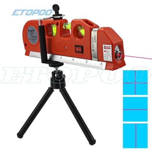 4 in 1 Accurate Multipurpose Laser Level Lever with tripod Cross Projects Horizontal Vertical Laser Light Beam Measure Tape