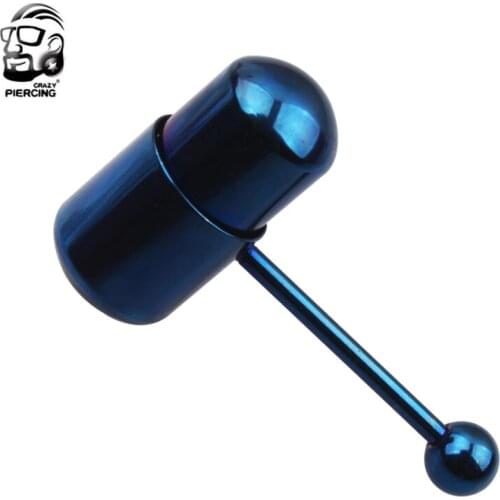 New Special Design Blue 14G Vibrating Tongue Piercing Barbell Stainless Steel Tongue Rings Tongue Body Jewelry