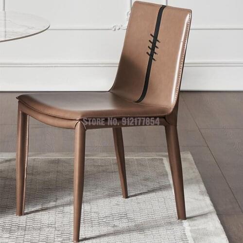 Dining chair modern minimalist home desk chair net red ins makeup chair light luxury backrest stool iron saddle chair
