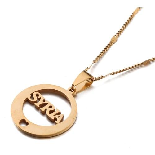 Stainless Steel Alphabet Syria Pendant Necklaces Syrians Round Chain Jewelry Gifts