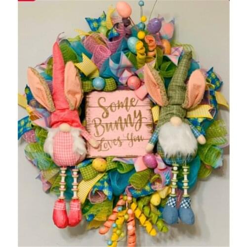 Easter Bunny Wreath Pendant Happy Easter Garland Decoration Garland Easter Party Home Decoration EA22