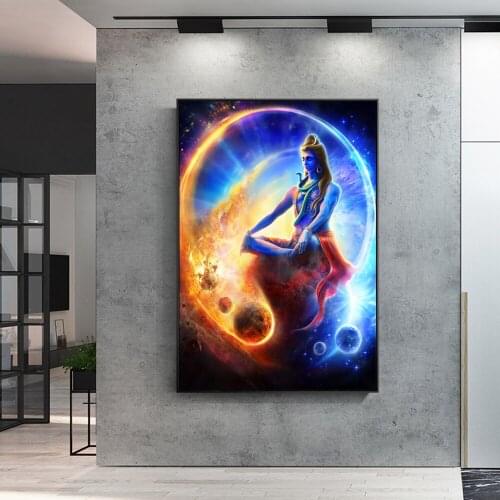 Lord Shiva Hindu Religion Canvas Painting Hindu God Posters and Print Wall Art Picture for Living Room Home Decoration Frameless
