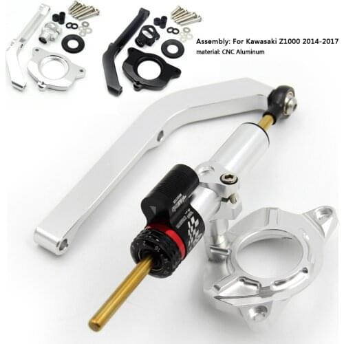 CNC Adjustable Motorcycle Linear Reversed Steering Damper with bracket Support For Kawasaki Z1000 Z 1000 2014 2017 2016 2015