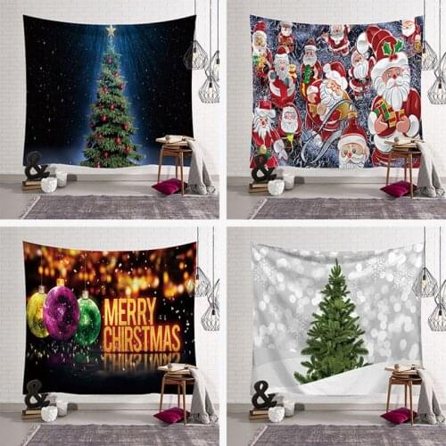 Christmas Topic Style Tapestry Wall Hanging Beach Towel Background Cloth Polyester Thin Blanket Yoga Shawl Mat