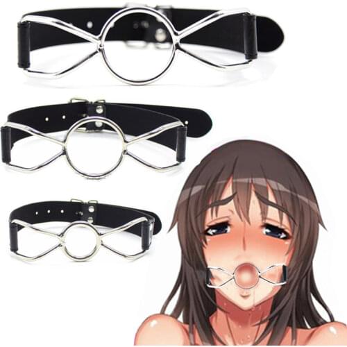 BDSM Gags Breathable double O Ring Ball Mouth Gag Fetish Ball for women men Leather Oral Fixation Flirting role Cosplay Sex Toys