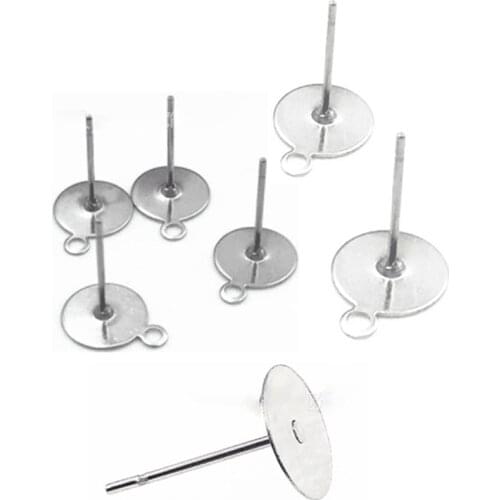 Beadsnice 38406smt2 Stainless Steel Earring Studs With Hooks Flat Round Blank Earring Stud Posts Pins Components