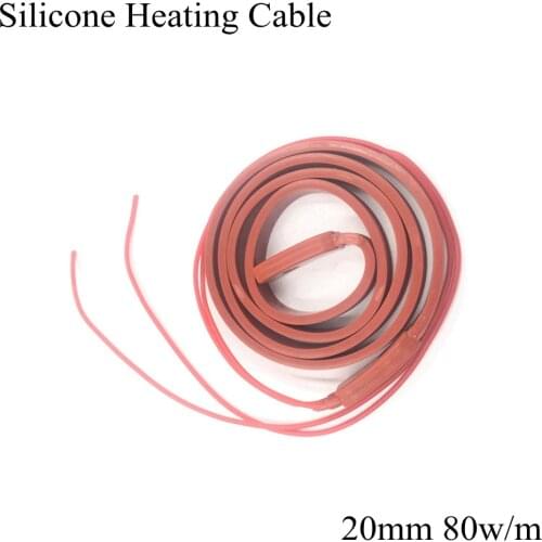 20mm 12V 24V 36V 110V 220V Silicone Heating Cable Waterproof Flexible Electric Heating Belt Water Pipe Roof Sewer Snow Freeze