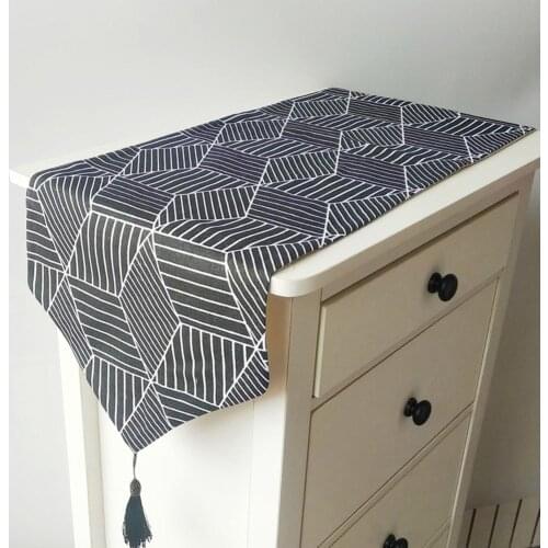 Nordic Style Geometric Pattern Table Runner Modern Simple Linen Tablecloth Decor for Home Christmas Party Wedding