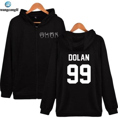 Dolan Twins Hoodies Warm Fleece Loose Printed Men Sweatshirts Fashion Zipper Mens Hoodie Sweatshirt Fashion Tracksuit Dolan Twin