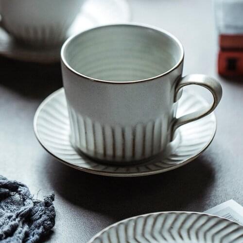 Creative Ceramic Cup Household Coffee Cup and Saucer Set Retro Coffee Garland Cup Hanging Ear Coffee Cup Household Goods