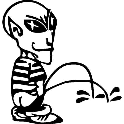 15.4cm*16cm Alien Peeing Fun Unique Vinyl Graphic Decal Car Window Bumper Sticker S6-3371
